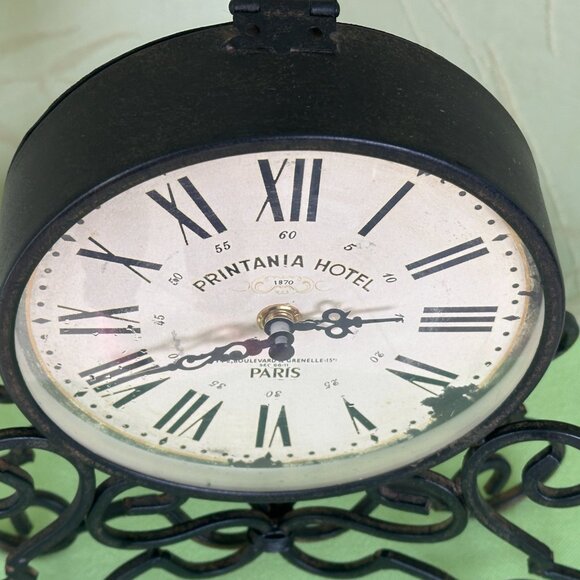 DECORATIVE MANTEL/TABLE CLOCK W/ANTIQUED DETAILING:PRE-OWNED - Picture 5 of 15